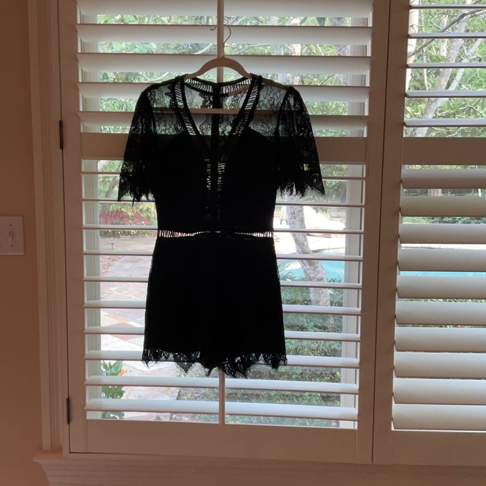 Lovers + Friends black lace romper. Worn once. Size S.